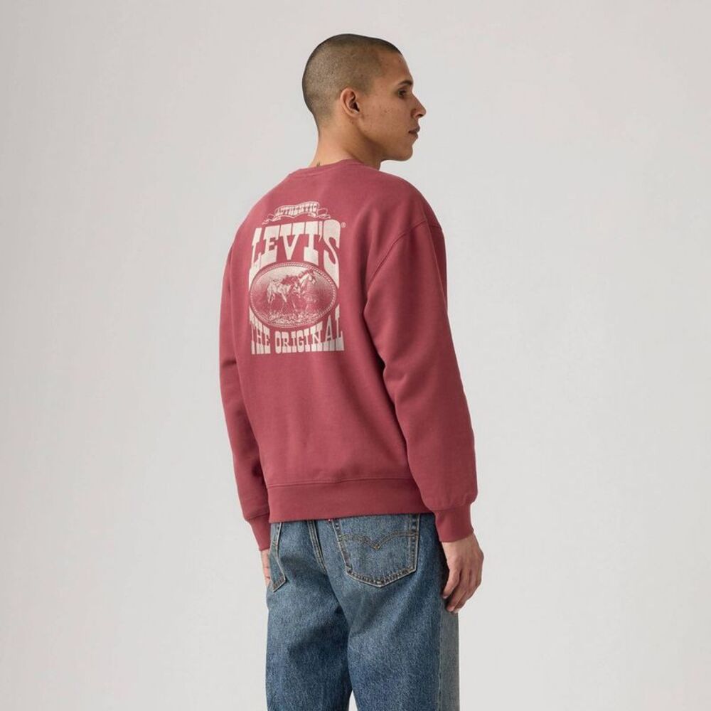 Levi's Men's Relaxed Fit Crewneck Sweatshirt - Burgundy XL - Picture 2 of 5